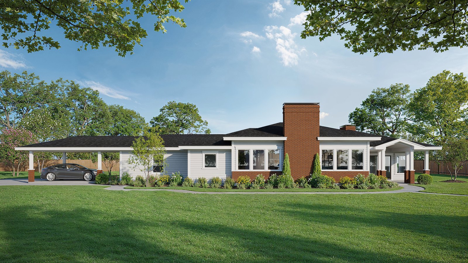 A completed custom home in College Station, Texas